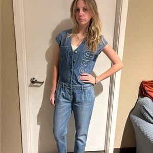 Guess Women's Light Blue Denim Overalls